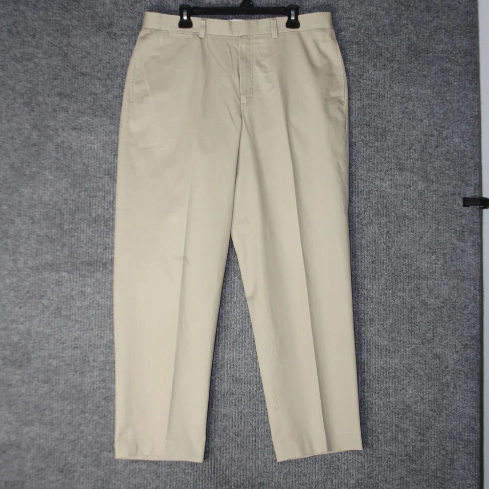 LL Bean Natural Fit Chino Pants‎ Mens 36 Beige Khaki Cotton Trousers 262553